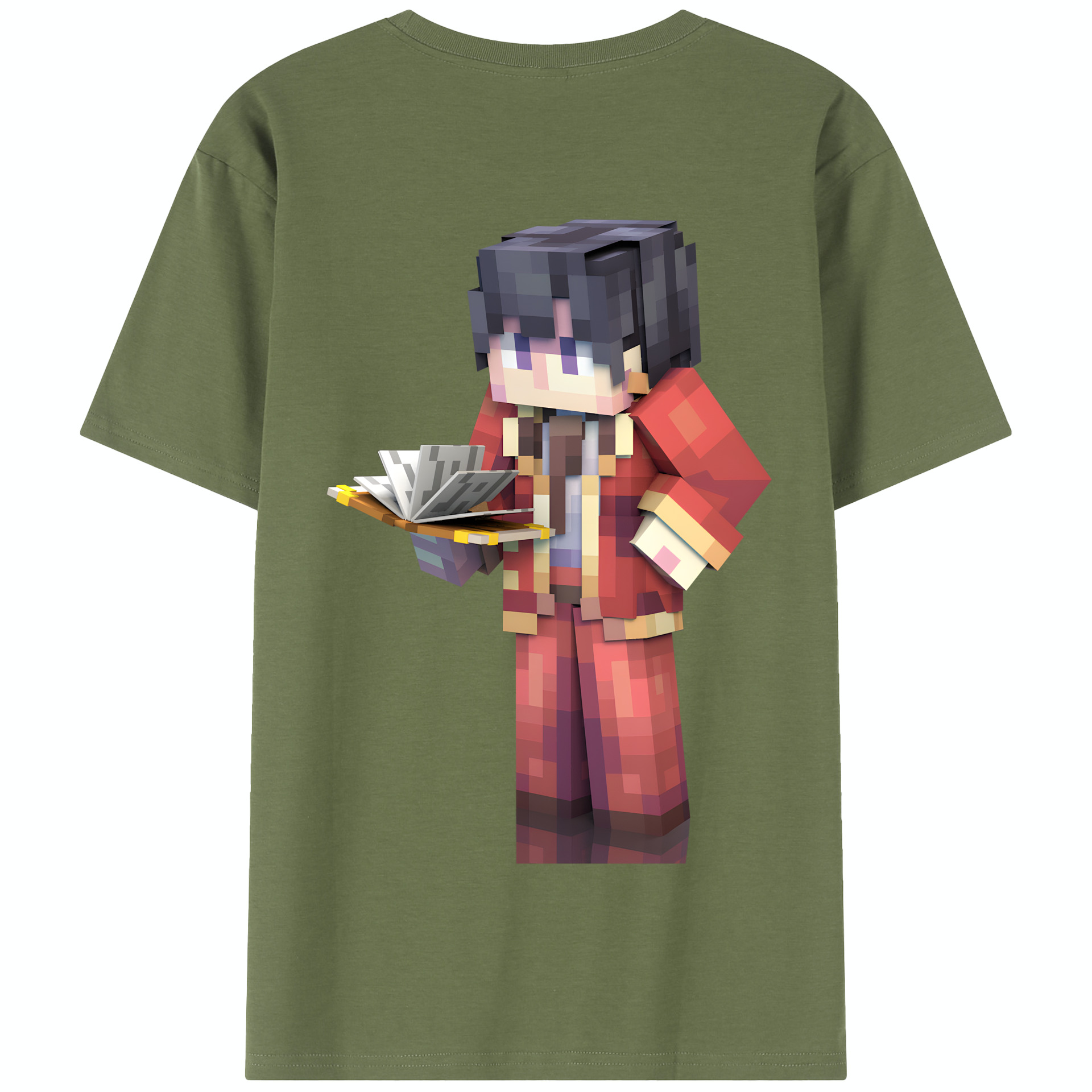 （画像用） マインクラフト ブロックの世界 Minecraft MC Block world 綿100％半袖Tシャツ（背面プリント）